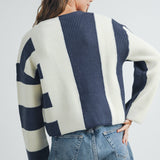 BMC7445 - COLOR BLOCK BUTTON DOWN CARDIGAN