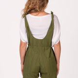 Striped Hippie Overall Shorts - Sage Romper Jumpsuit