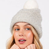 Lurex Mixed Pom Pom Beanie