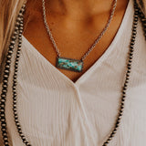 Marbled Turquoise Bar Necklace