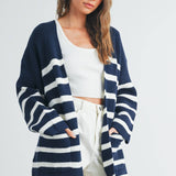 BMC7316 - KNITTED STRIPE MAXI CARDIGAN