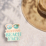 Resting Beach Face Sunglasses Sticker - Funny Beach Vibes