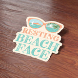 Resting Beach Face Sunglasses Sticker - Funny Beach Vibes