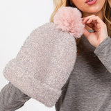 Lurex Mixed Pom Pom Beanie