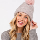 Lurex Mixed Pom Pom Beanie