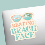 Resting Beach Face Sunglasses Sticker - Funny Beach Vibes