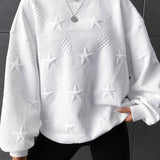 Star Embossed Drop Shoulder Sweatshirt