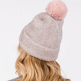 Lurex Mixed Pom Pom Beanie