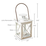 Luminous Distressed White Mini-Lantern Tea Light Holder