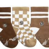 3-Pack Brownie Checks socks