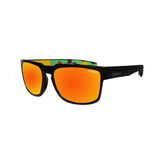 Bomber Sunglasses - Smart Bomb Matte Black Frm / Red Mirror Polarized Lens / Rasta Foam