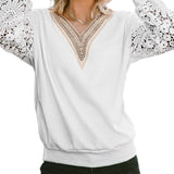 Lace Splicing Puff Sleeve Top