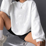 Star Embossed Drop Shoulder Sweatshirt