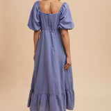 LINEN FIT AND FLARE EMPIRE DRESS