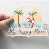 My Happy Place Beach Sticker - Ocean Waves Shore Decal