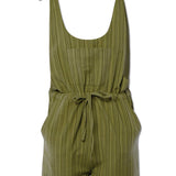 Striped Hippie Overall Shorts - Sage Romper Jumpsuit