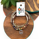 Peace Bracelets, Rainbow Hippie Charm Bracelet Coconut Bead