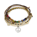 Peace Bracelets, Rainbow Hippie Charm Bracelet Coconut Bead