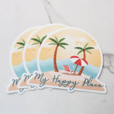 My Happy Place Beach Sticker - Ocean Waves Shore Decal