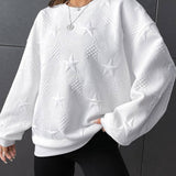 Star Embossed Drop Shoulder Sweatshirt