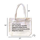 Custom Beach Tote Bag with Rope Handles - Personalized