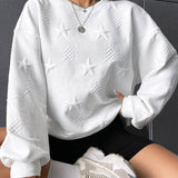 Star Embossed Drop Shoulder Sweatshirt