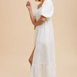 LINEN FIT AND FLARE EMPIRE DRESS