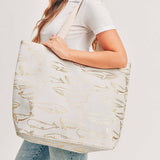 GOLD FOIL WHALE TOTE BAG