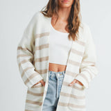 BMC7316 - KNITTED STRIPE MAXI CARDIGAN