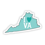 I Love Virginia Teal Sticker