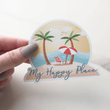 My Happy Place Beach Sticker - Ocean Waves Shore Decal