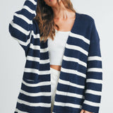 BMC7316 - KNITTED STRIPE MAXI CARDIGAN