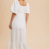 LINEN FIT AND FLARE EMPIRE DRESS