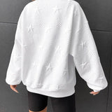 Star Embossed Drop Shoulder Sweatshirt