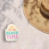 I'm on Beach Time Retro Sunset Sticker